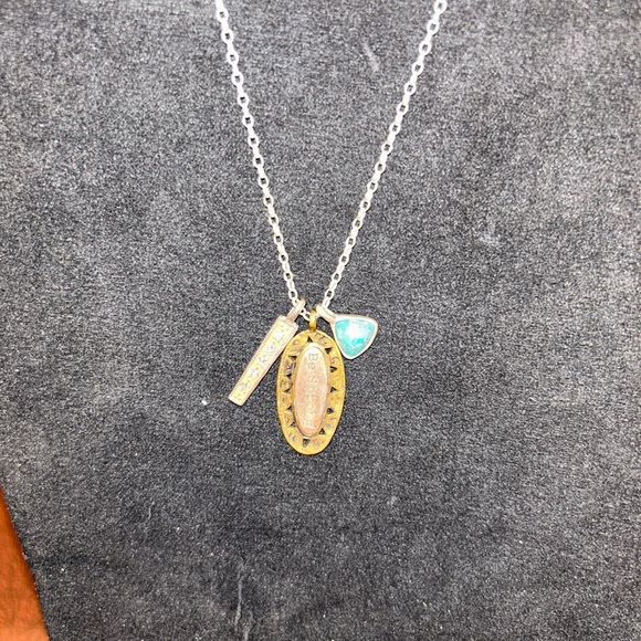 Silpada Silver and Gold Necklace with Turquoise Charm - Picture 3 of 5